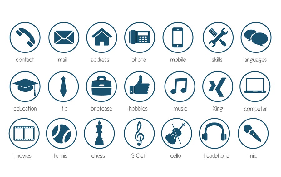 20 modern icons for personal cv    resume