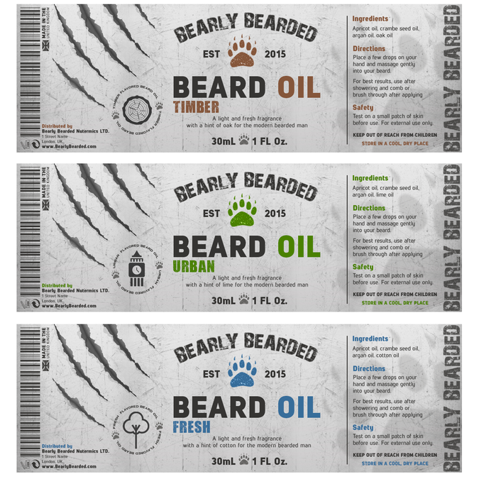 label for a comptemporary beard oil product label contest