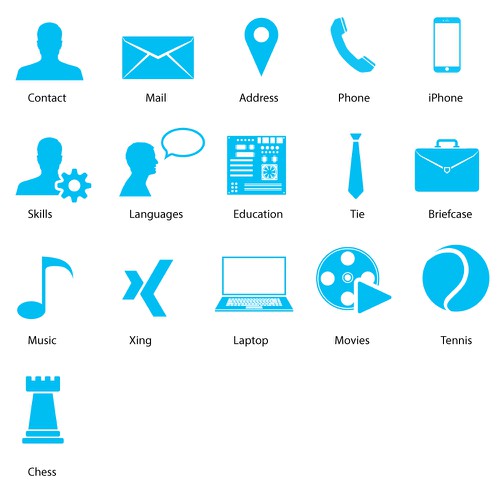 20 modern Icons for personal CV / Resume | Icon or button contest